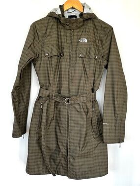The North Face Grace hyvent raincoat green gray plaid size medium